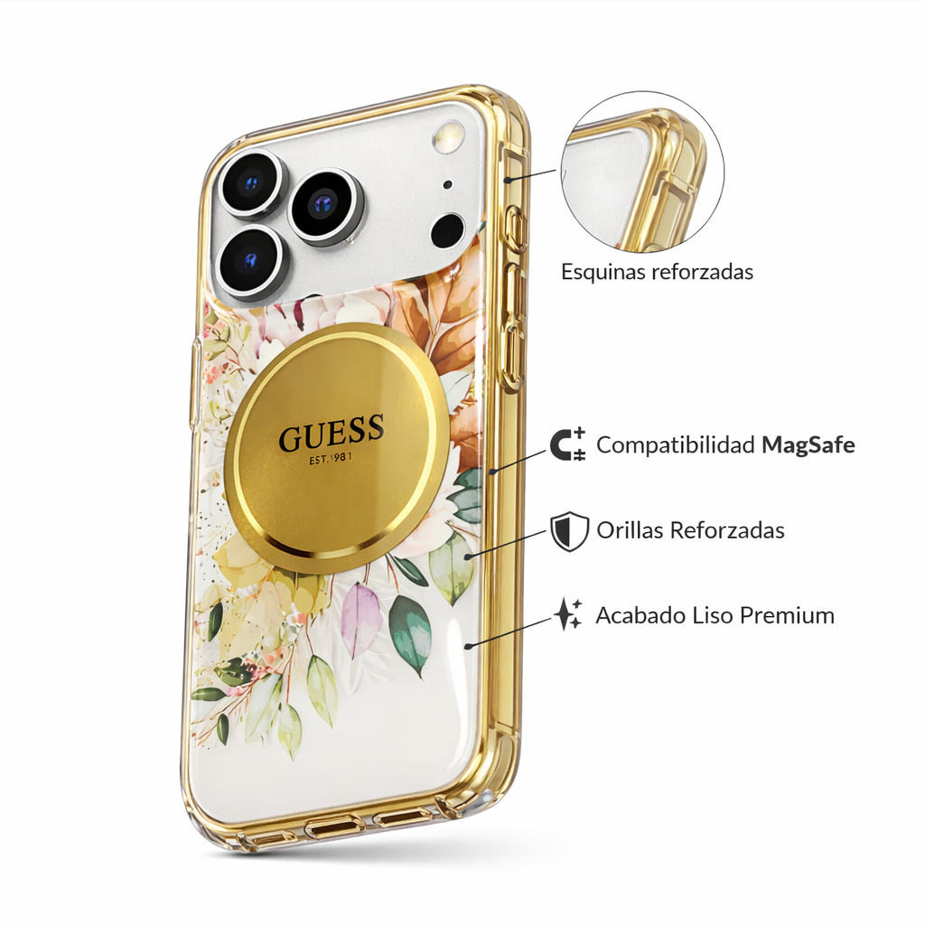 Protector iPhone 17 Pro GUESS Magsafe Flores