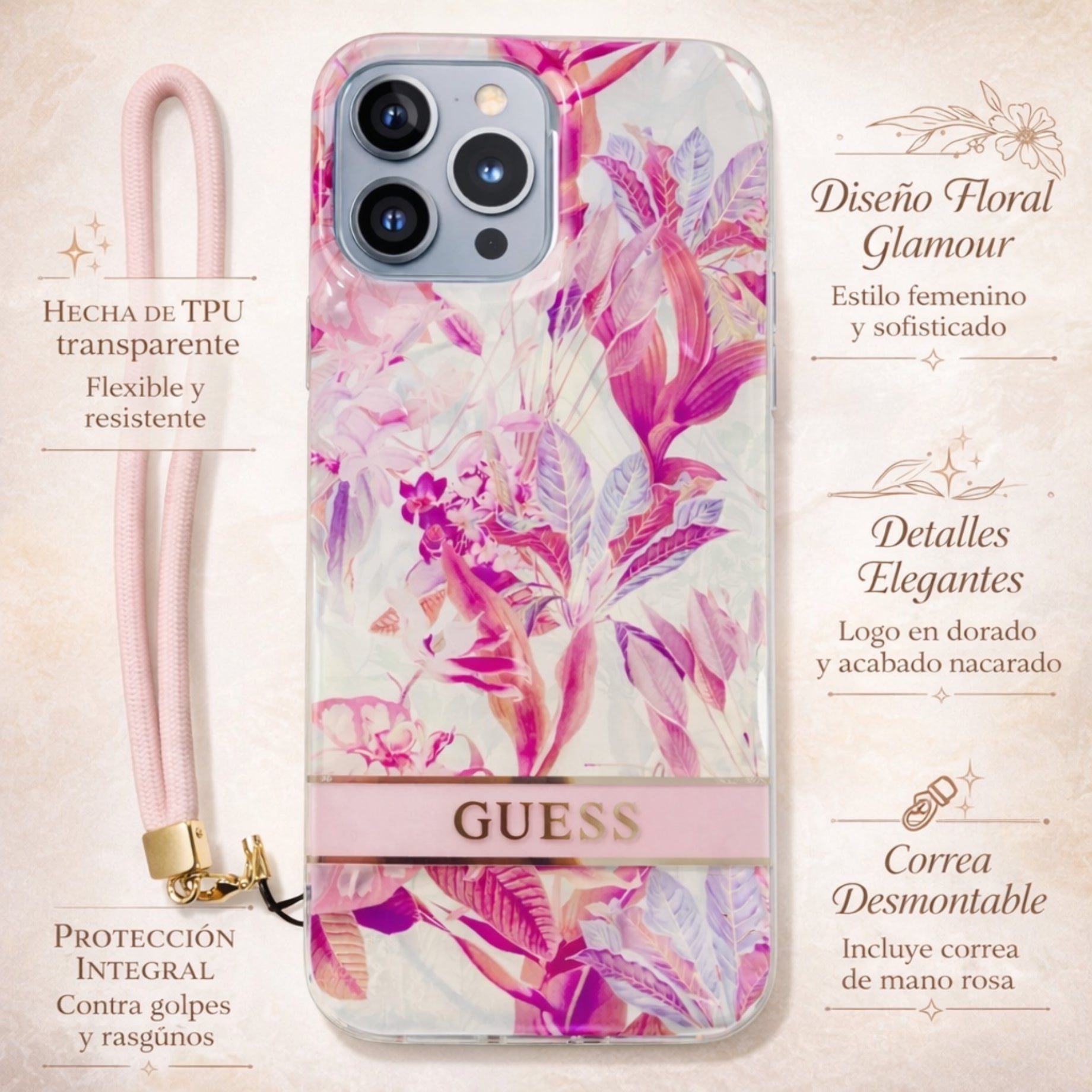 Protector iPhone 13 Pro Max GUESS Flores