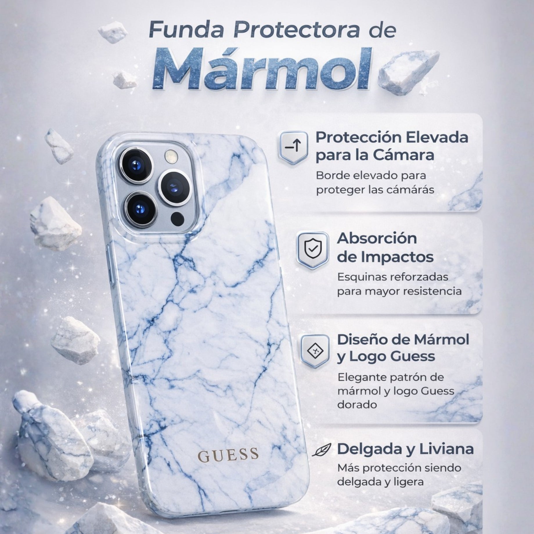 Protector iPhone 13 Pro Max GUESS Marmol