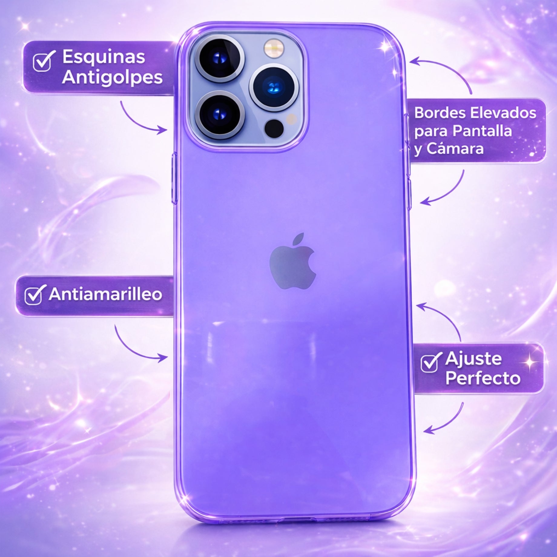Protector iPhone 13 Pro Max Macarron Lila