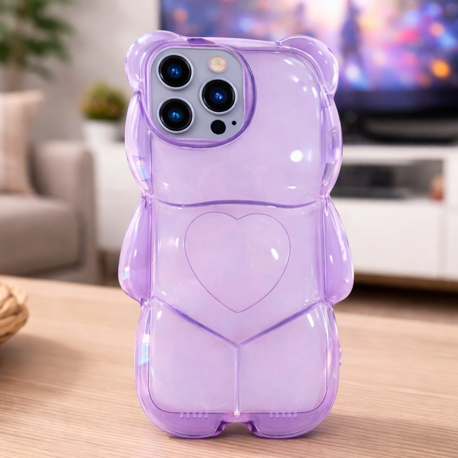 Protector iPhone 13 Pro Diseño Oso Morado