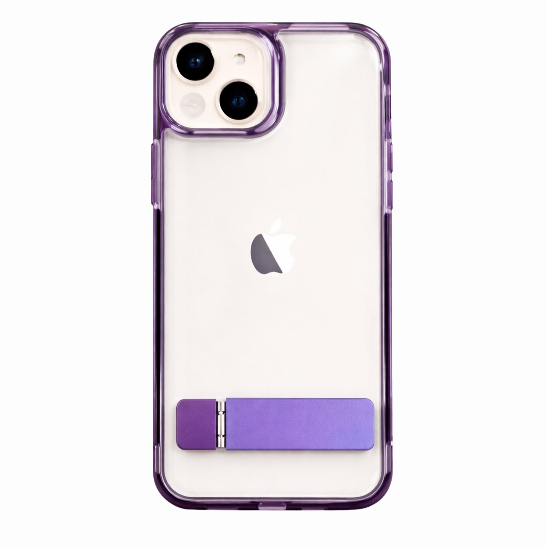 Protector iPhone 13/14 Transparente Con Soporte Morado