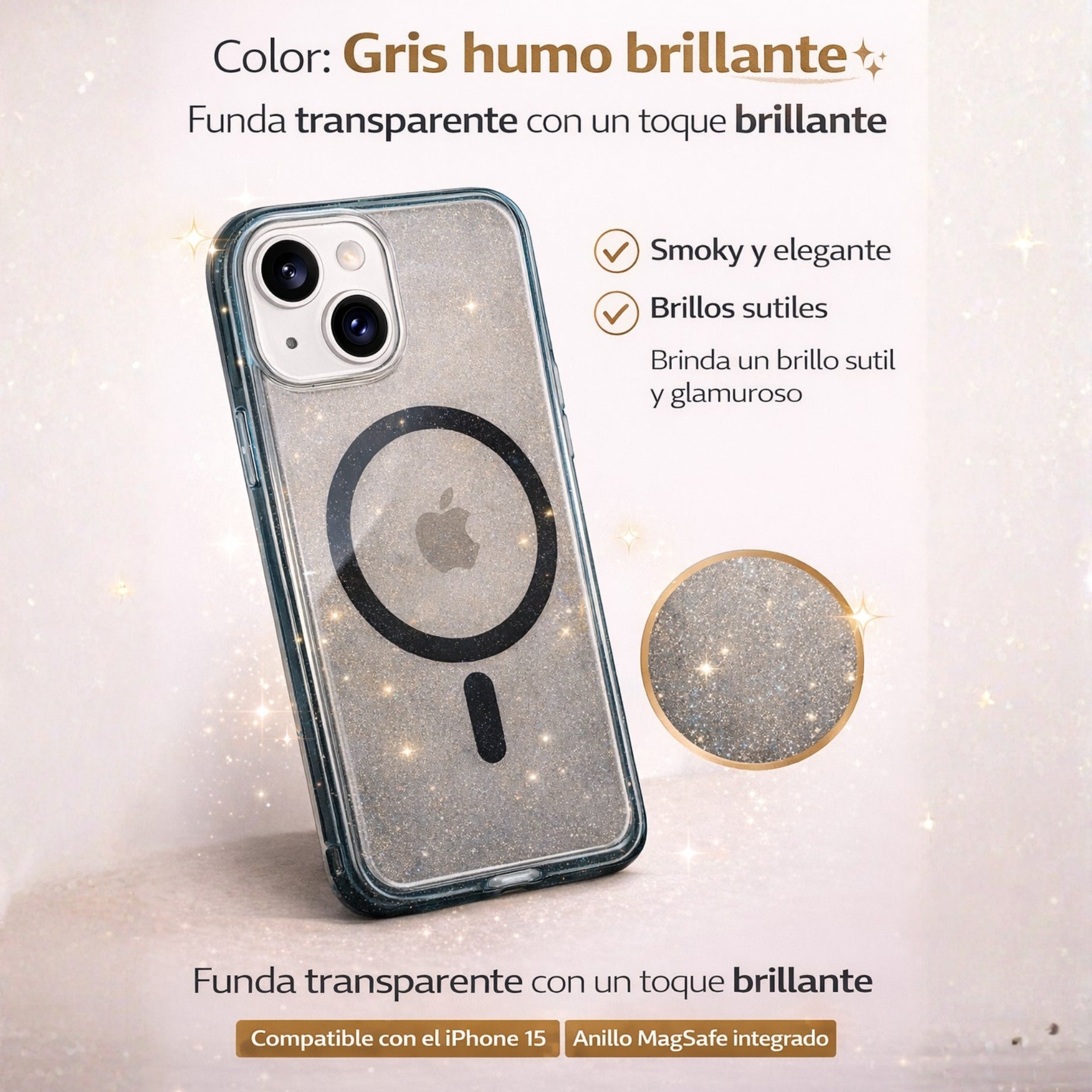 Protector IPhone 15 CRYSTAL Negro