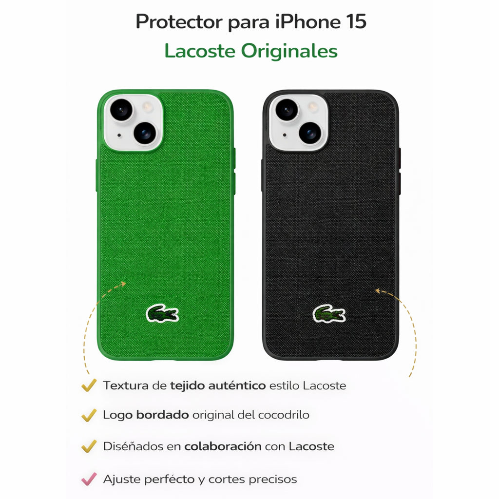 Protectores iPhone 15 LACOSTE Iconic Verde  Negro