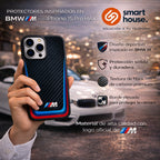 Protector iPhone 15 Pro Max BMW Tricolor Track Negro