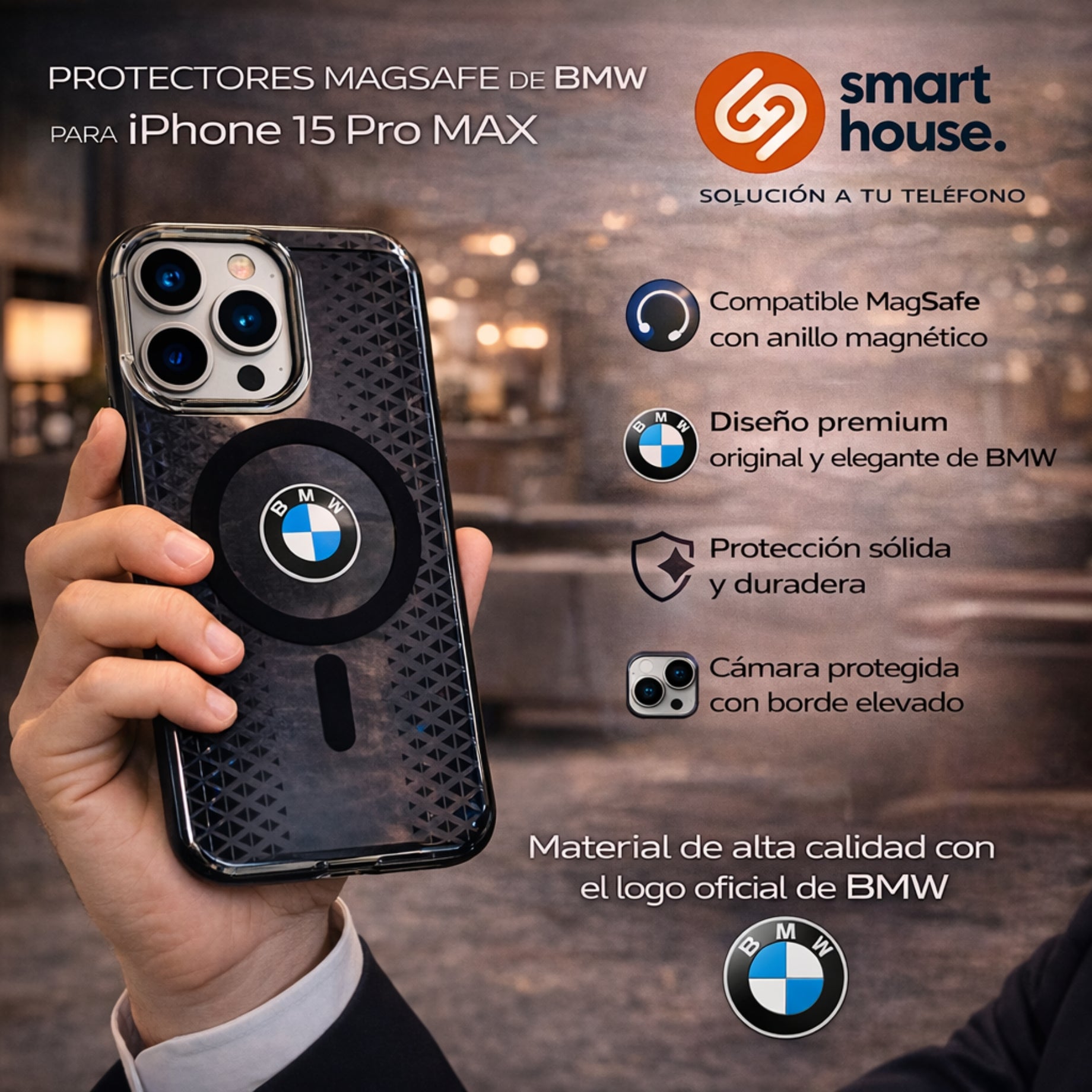 Protector iPhone 15 Pro Max BMW Tire Track Magsafe Negro