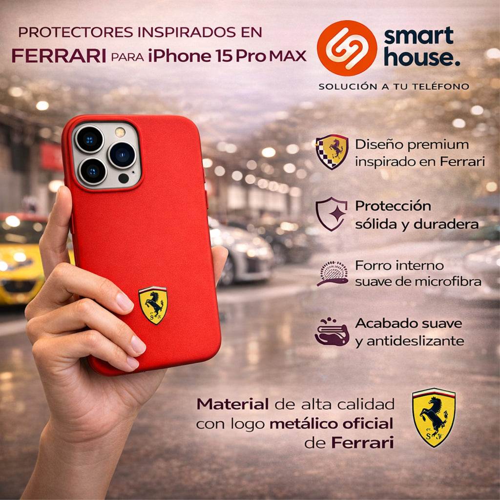 Protector iPhone 15 Pro Max FERRARI Smoked Magsafe Rojo