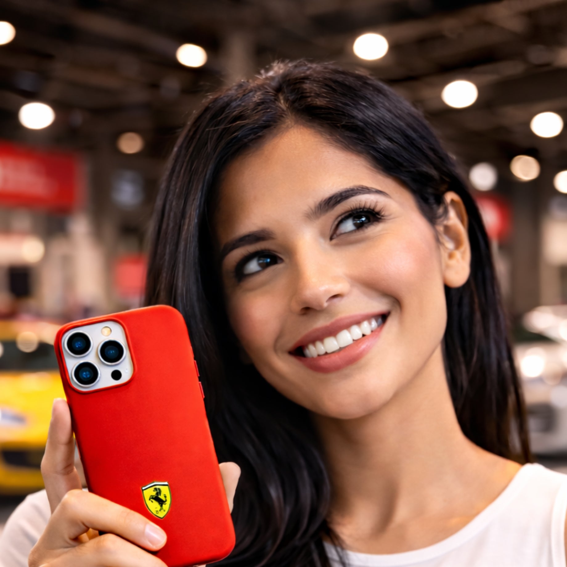 Protector iPhone 15 Pro Max FERRARI Smoked Magsafe Rojo
