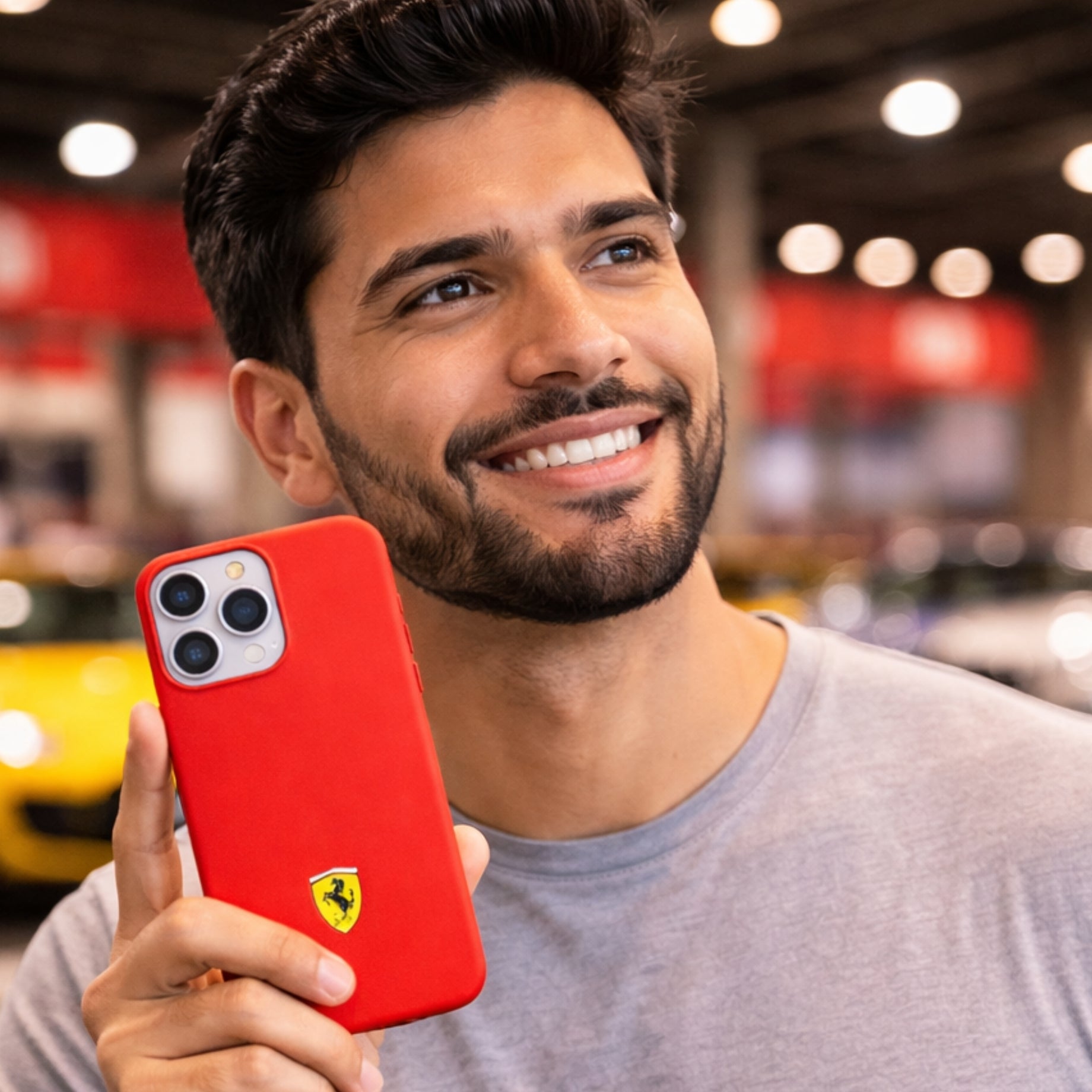 Protector iPhone 15 Pro Max FERRARI Smoked Magsafe Rojo