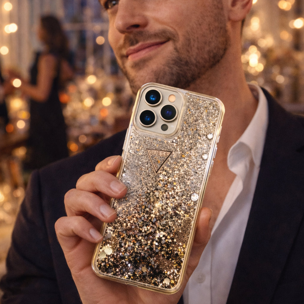 Protector iPhone 15 Pro Max GUESS Liquid Glitter