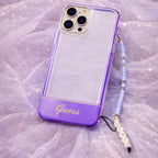 Protector iPhone 15 Pro Max GUESS Strap Translucent Morado