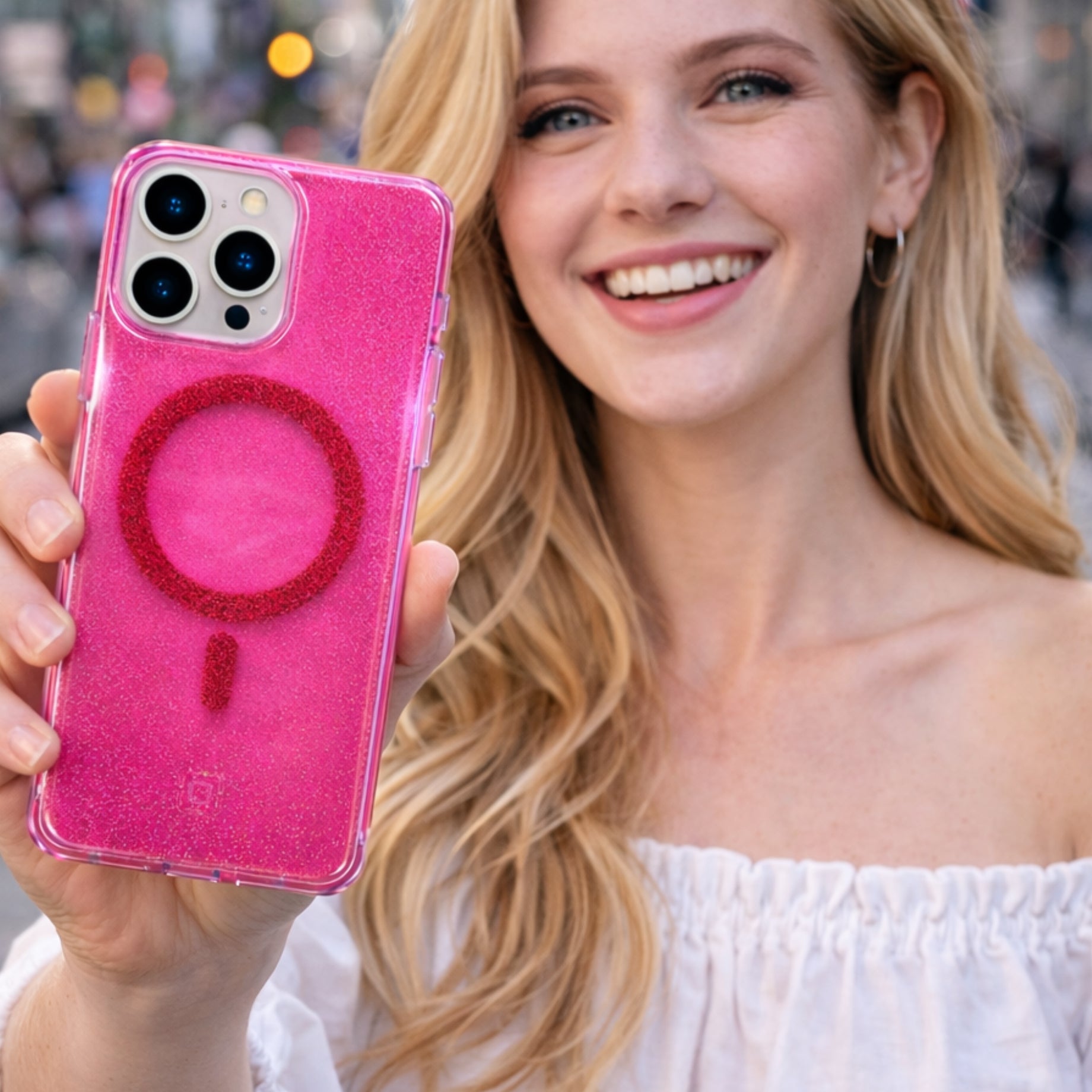 Protector iPhone 15 Pro Max Pink Shine MagSafe