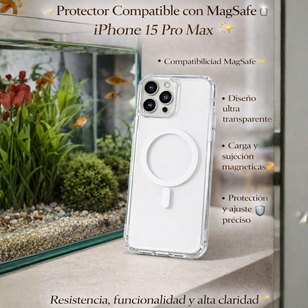 Protector iPhone 15 Pro Max Magsafe Transparente Premium