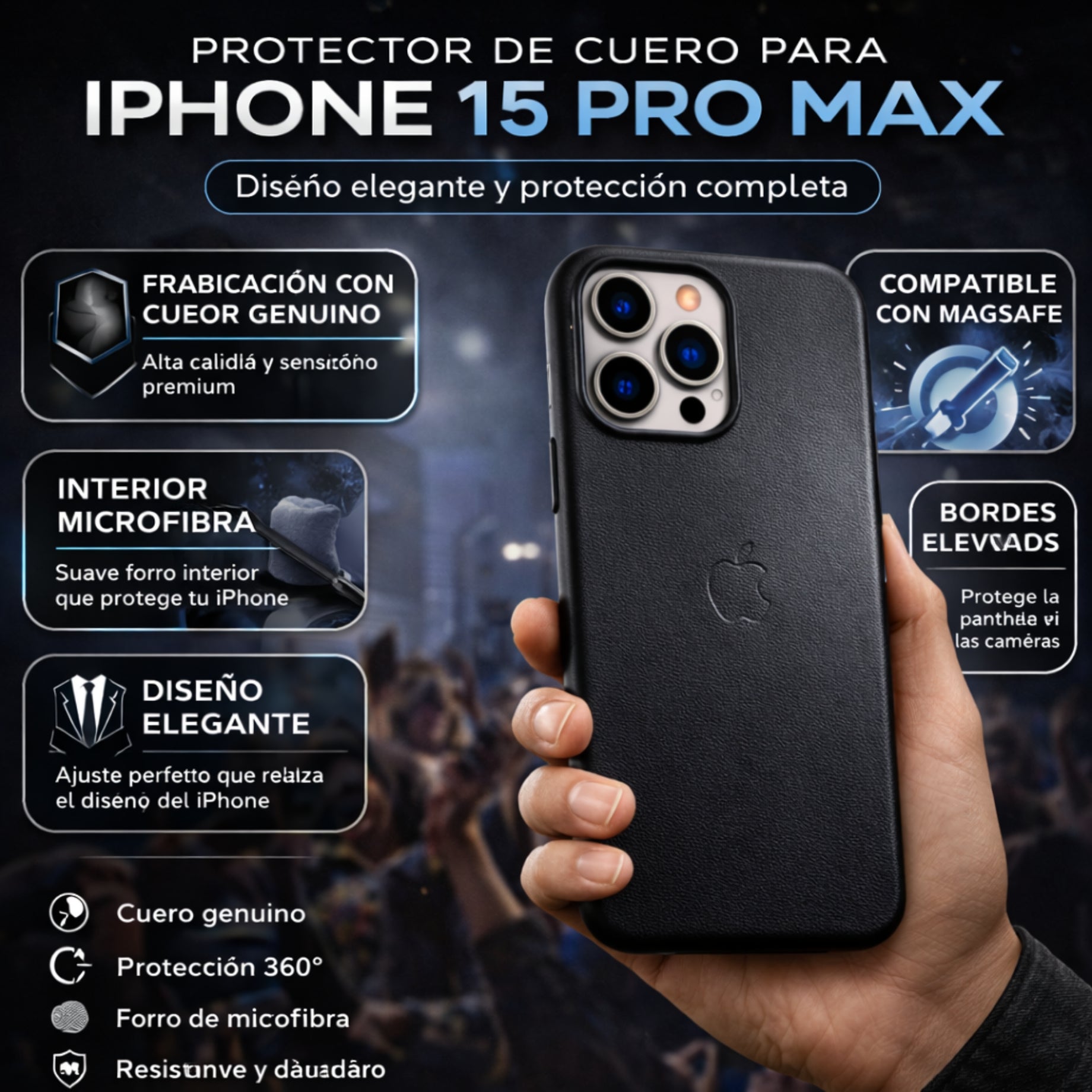 Protector para iPhone 15 Pro Max Magsafe Piel