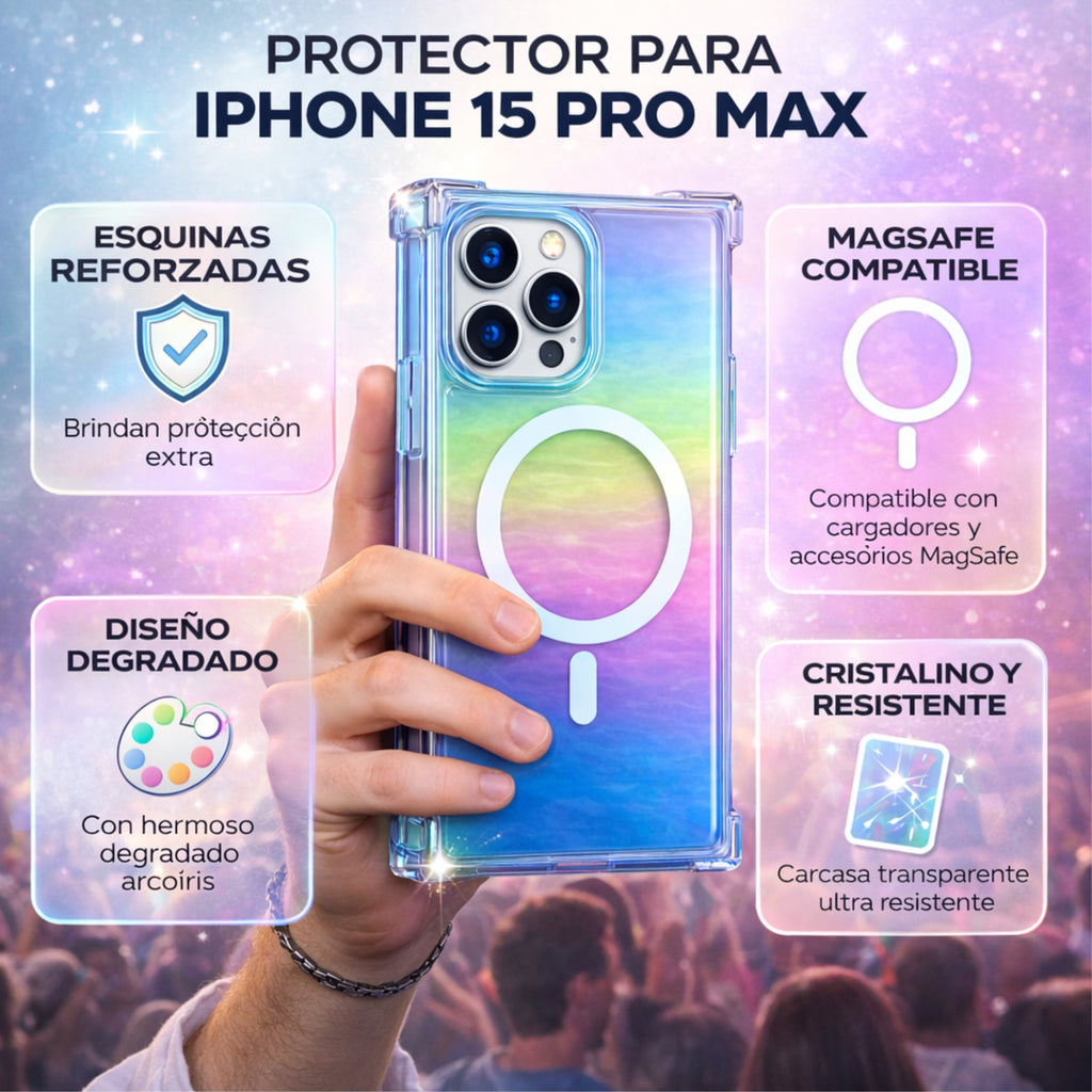 Protector iPhone 15 Pro Max BLOX CASE Arcoíris