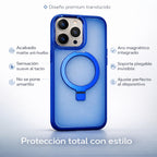 Protector iPhone 15 Pro CASE Azul Magsafe Con Soporte