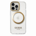 Protector iPhone 15 Pro GUESS Outline Gold