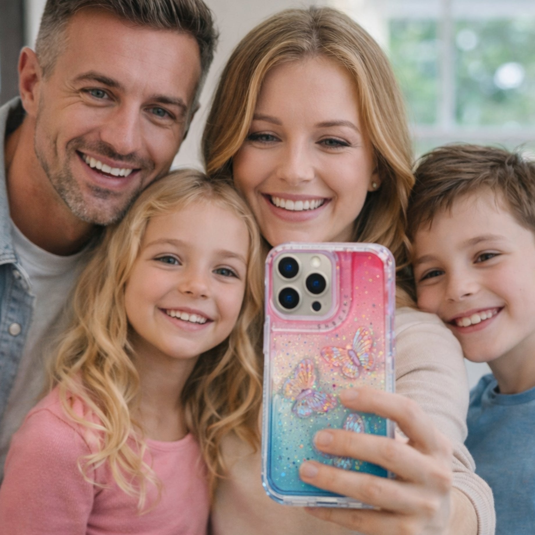 Protector iPhone 15 Pro 3 en 1 Mariposas