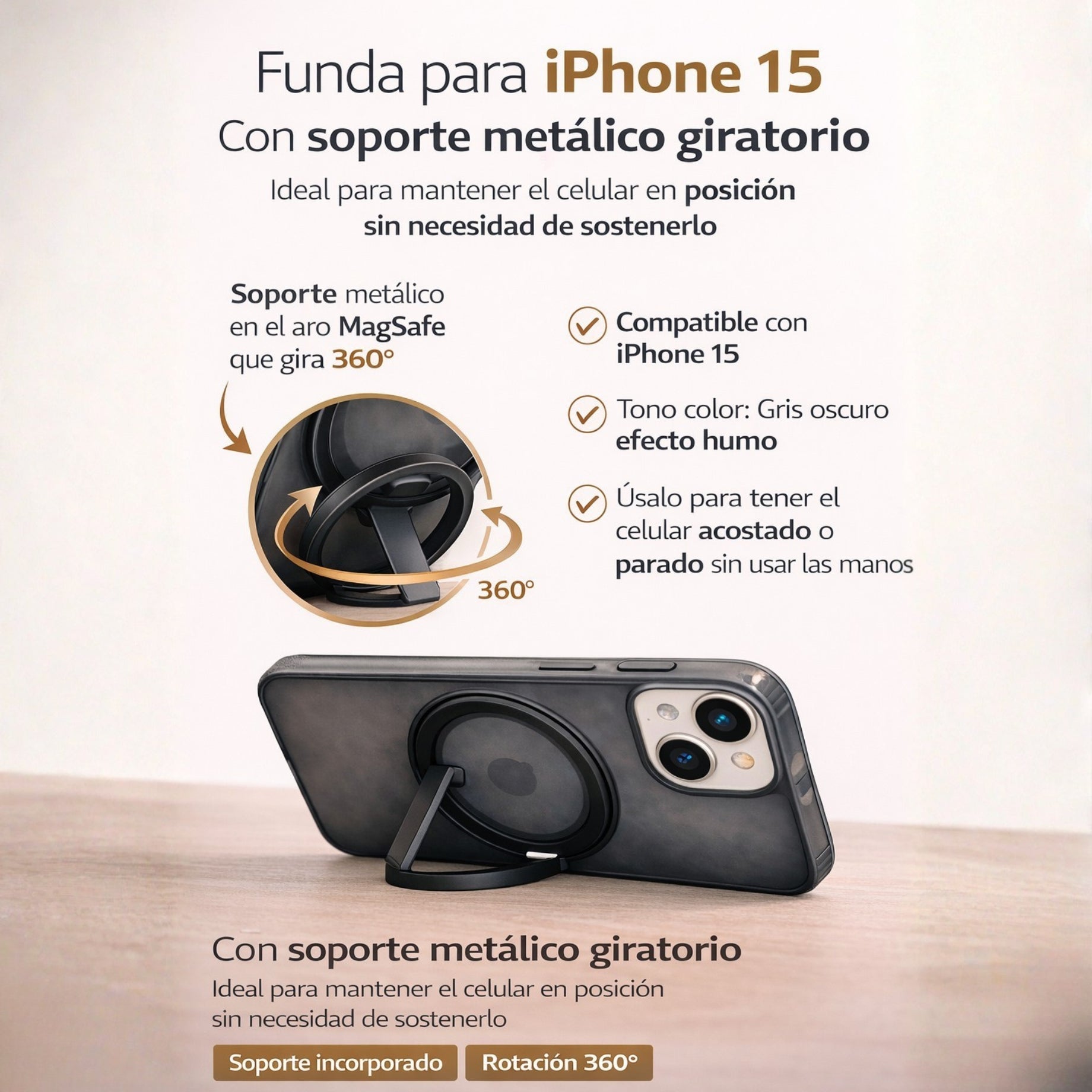 Protector IPhone 15 SHADOW Negro