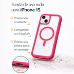 Protector iPhone 15 Uso Rudo Magsafe Rosa