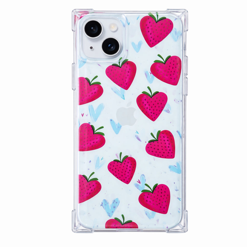 Protector iPhone 15 Fresas Cuadrado