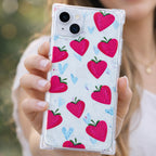Protector iPhone 15 Fresas Cuadrado
