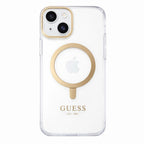 Protector iPhone 15 GUESS Outline Gold