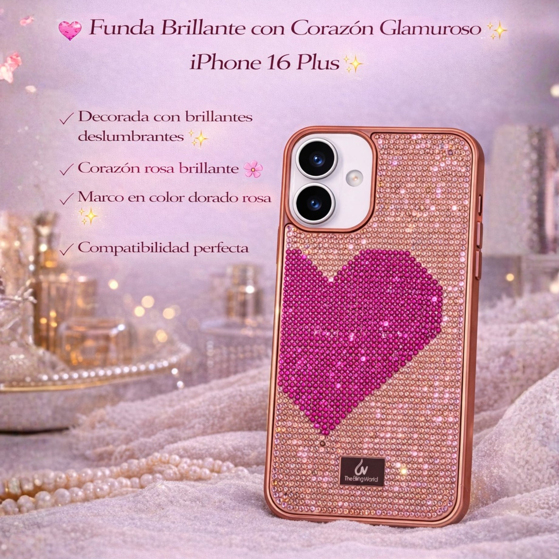 Protector iPhone 16 Plus Diseño de Corazon