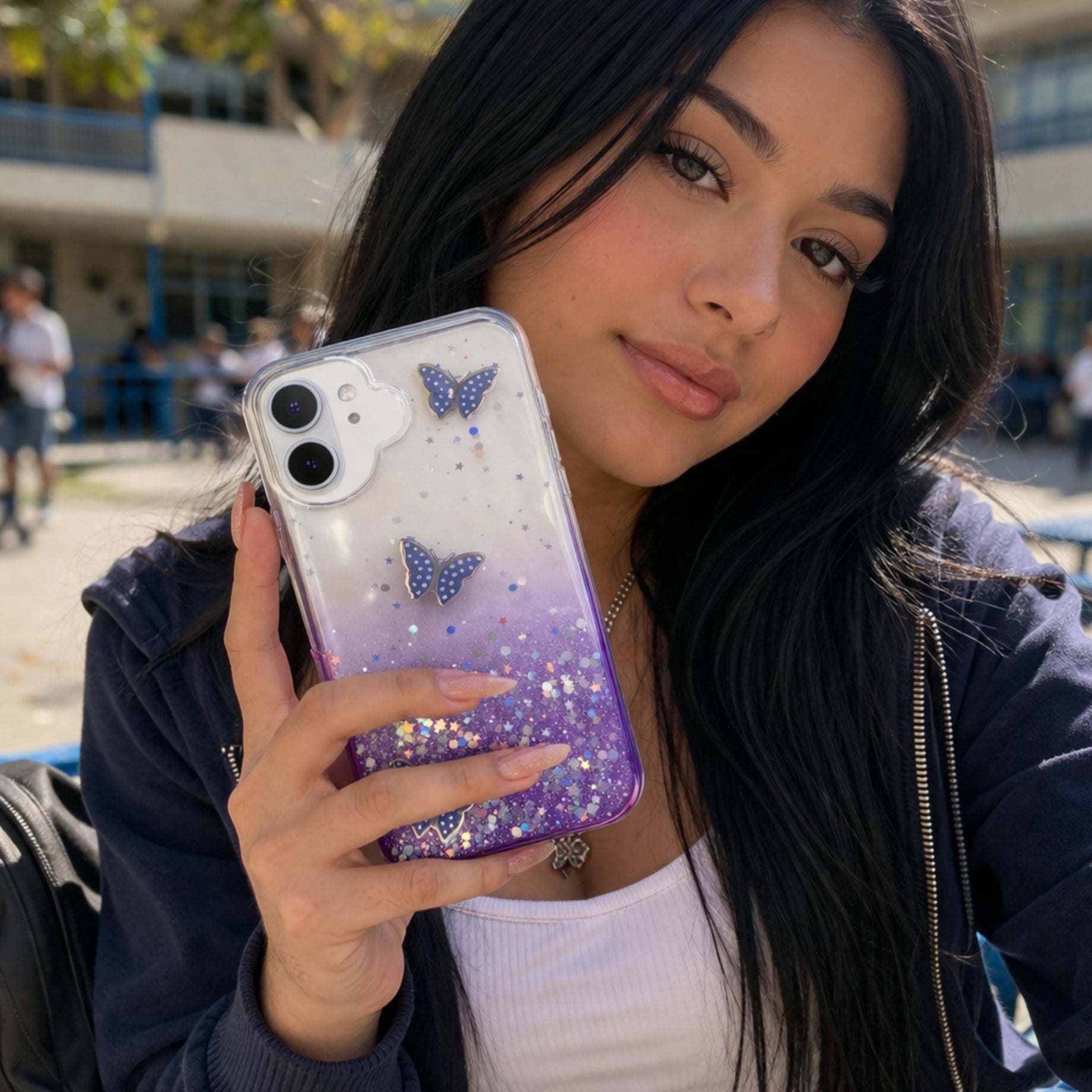 Protector iPhone 16 Plus Diseño Mariposas