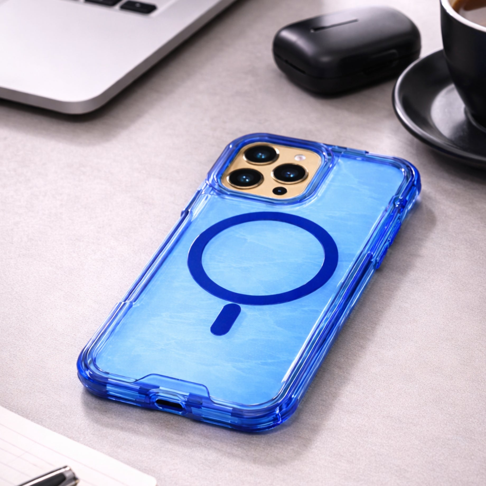 Protector iPhone 16 Pro Max Lumina Azul