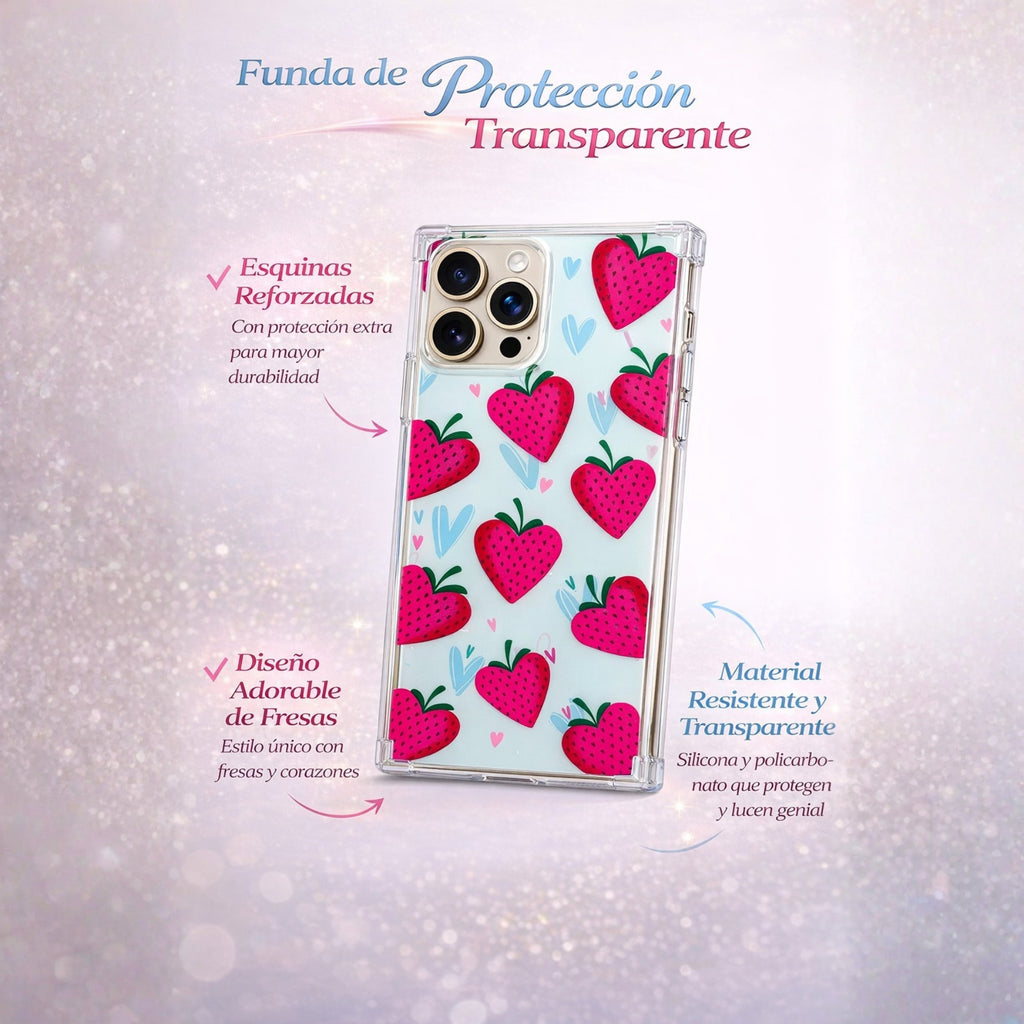 Protector iPhone 16 Pro Max Diseño Fresas