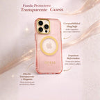 Protector iPhone 16 Pro max GUESS Magsafe Rosa