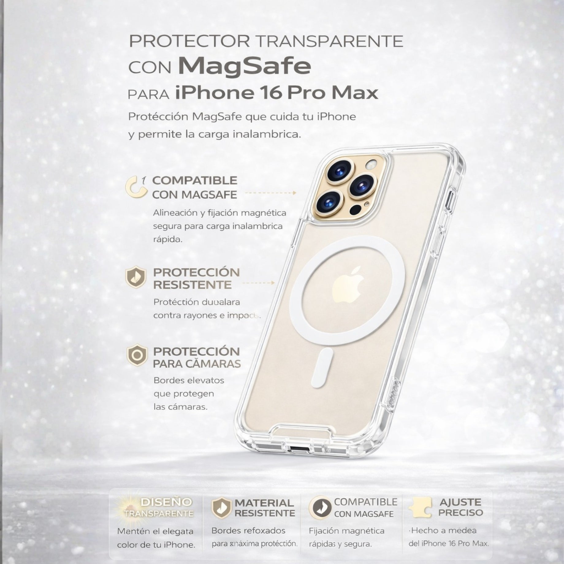 Protector iPhone 16 Pro Max Magsafe Transparente Premium