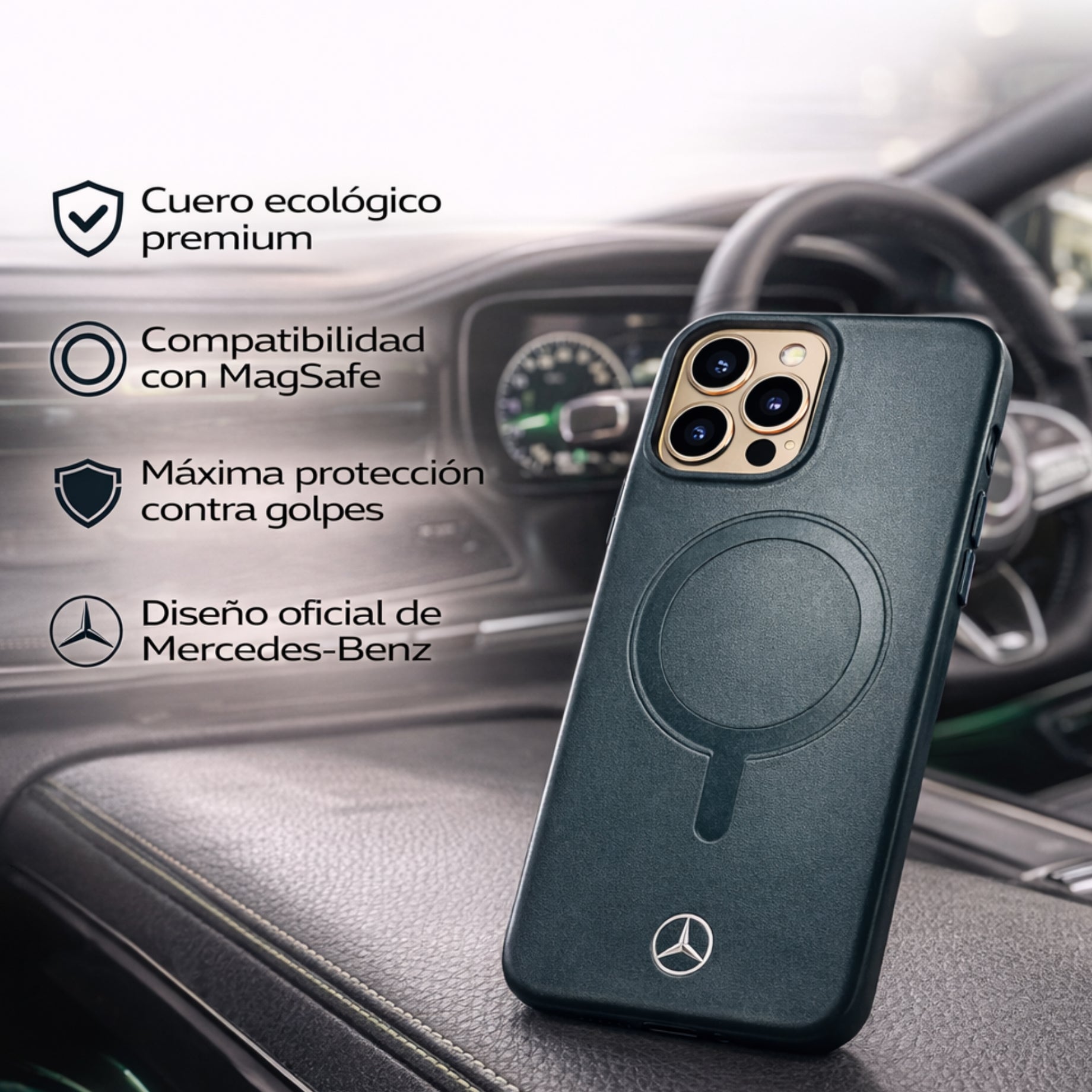 Protector iPhone 16 Pro Max Mercedes Benz NOIR Negro