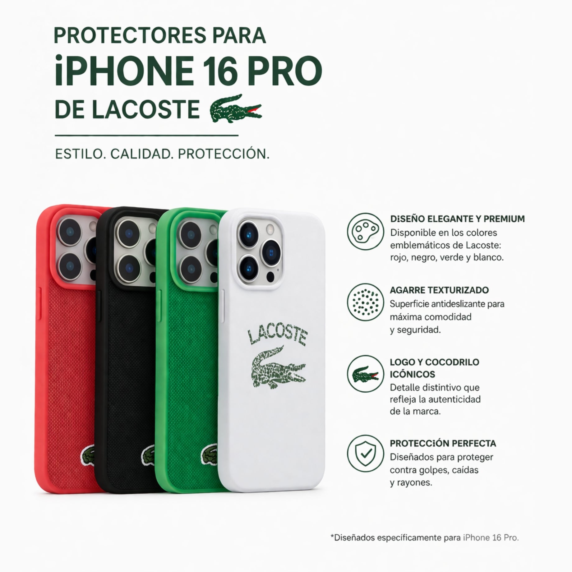 Protectores iPhone 16 Pro LACOSTE