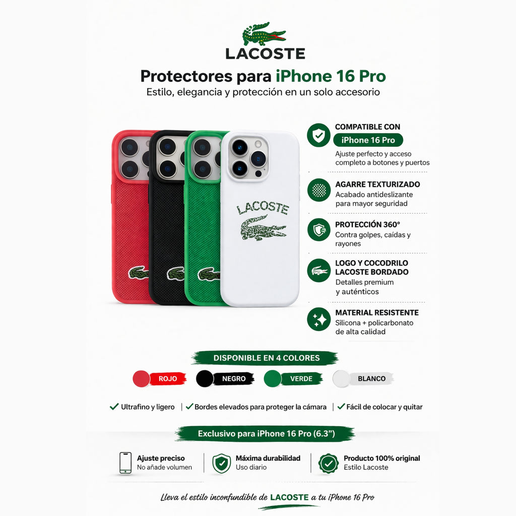 Protectores iPhone 16 Pro LACOSTE