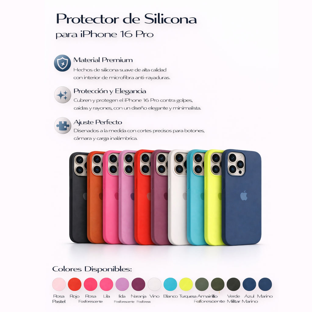 Protectores iPhone 16 Pro Silicon