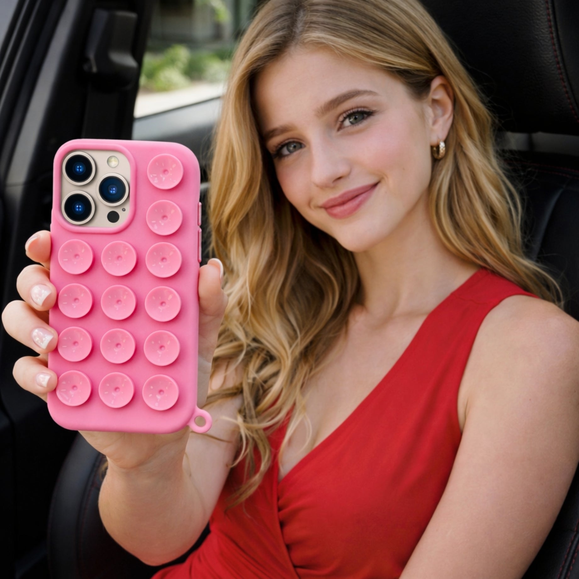 Protector iPhone 16 Pro Diseño Ventosas Rosa