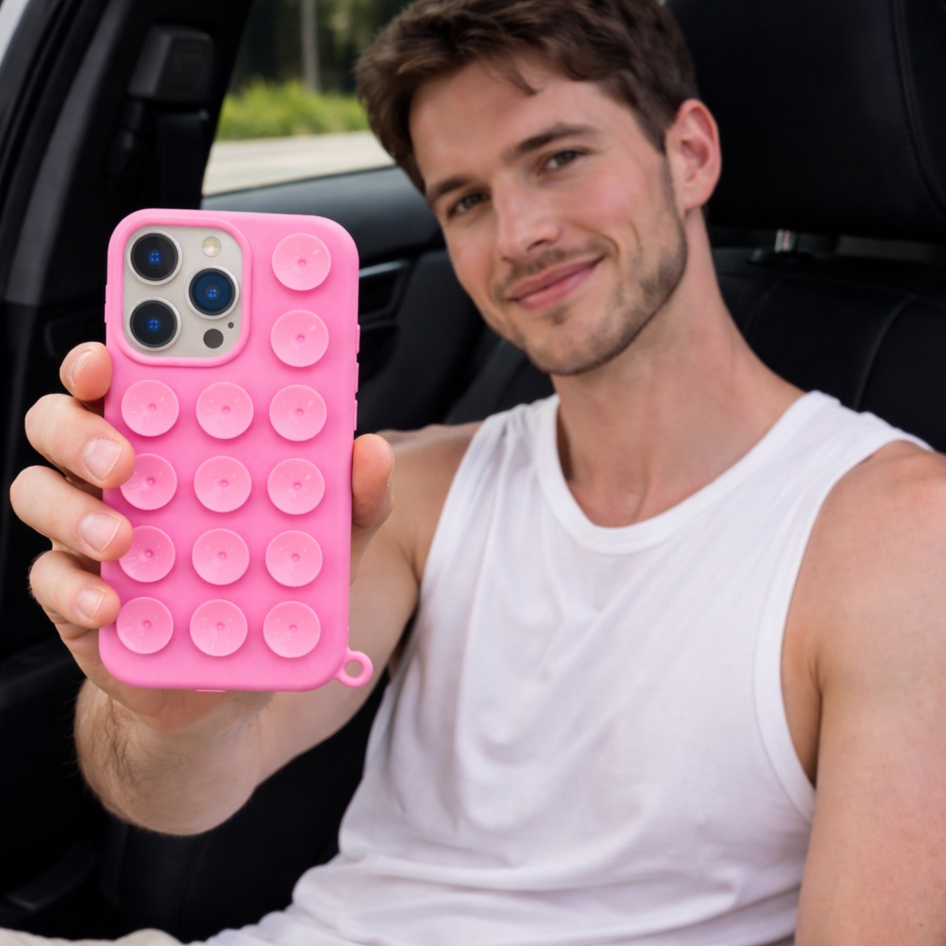 Protector iPhone 16 Pro Diseño Ventosas Rosa