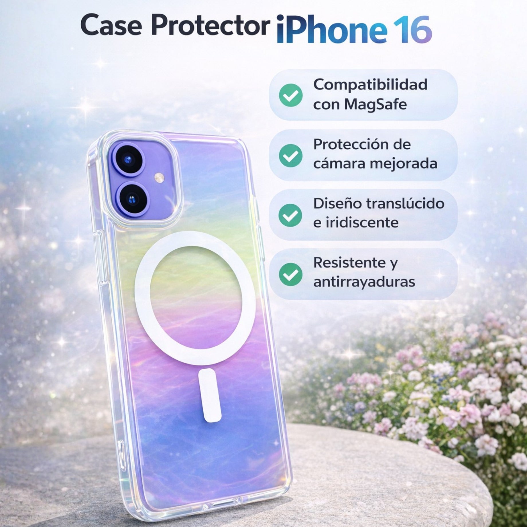 Protector iPhone 16 BLOX CASE Arcoiris