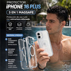 Protector iPhone 16 Plus Funda Clear Shine MagSafe Blanco