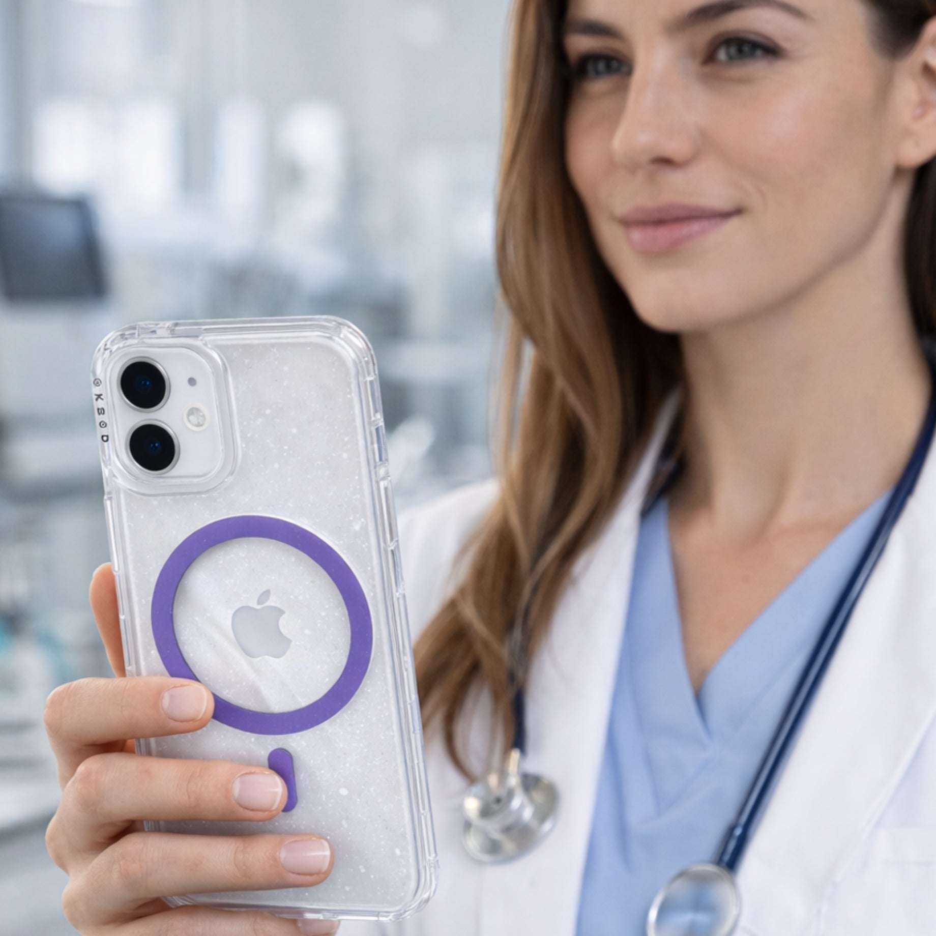 Protector iPhone 16 Plus Funda Clear Shine MagSafe Morado