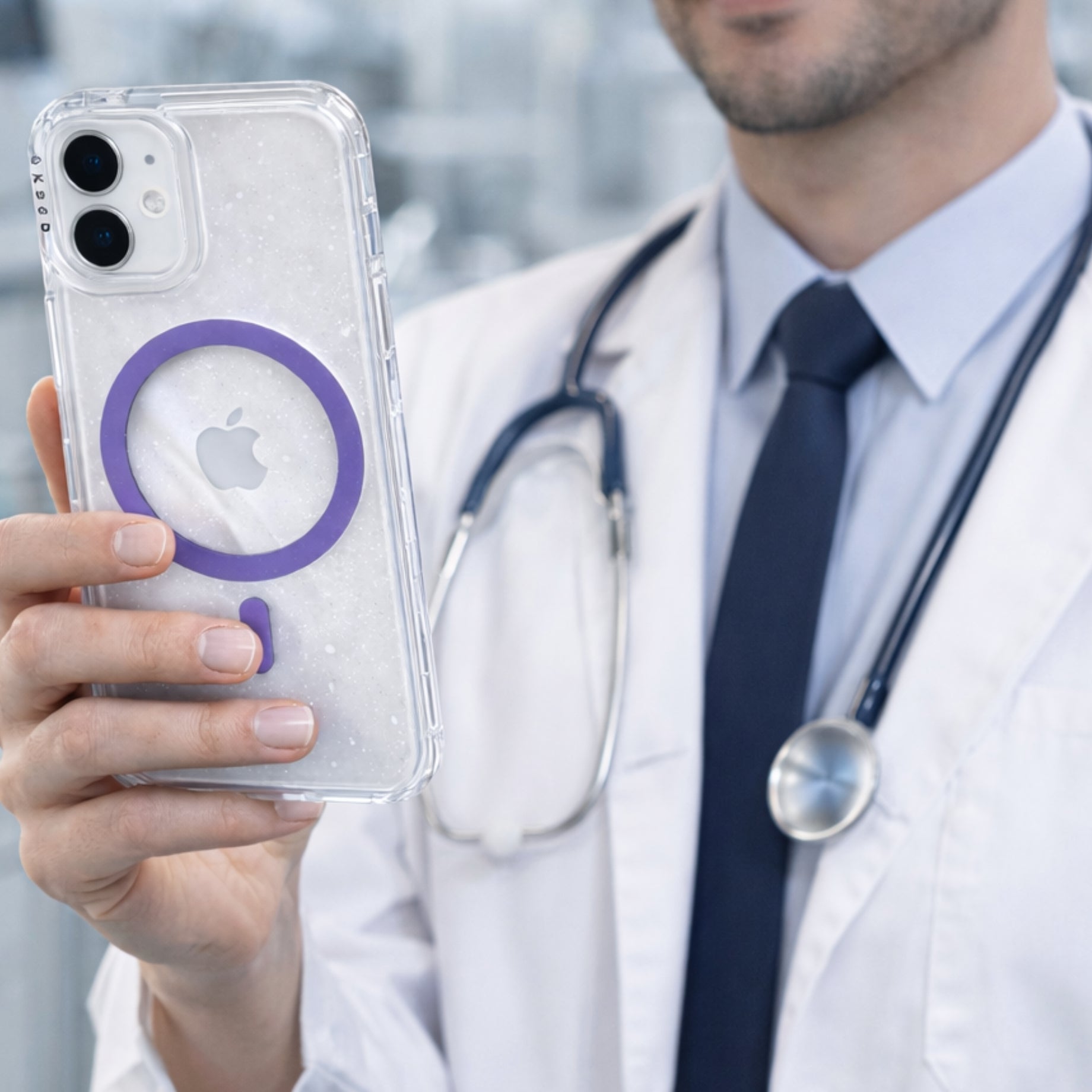 Protector iPhone 16 Plus Funda Clear Shine MagSafe Morado