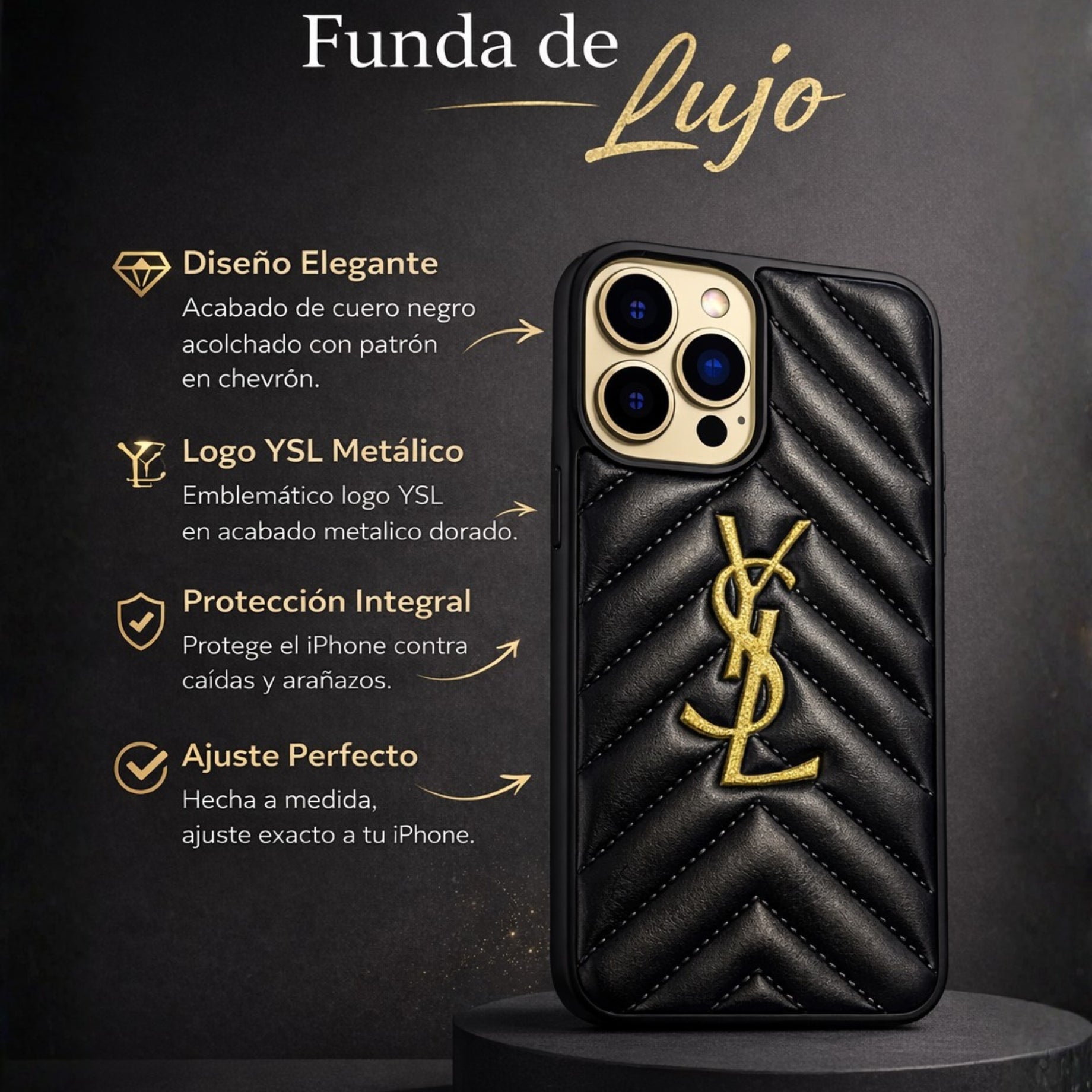 Protector IPhone 16 Pro Max YSL Negro