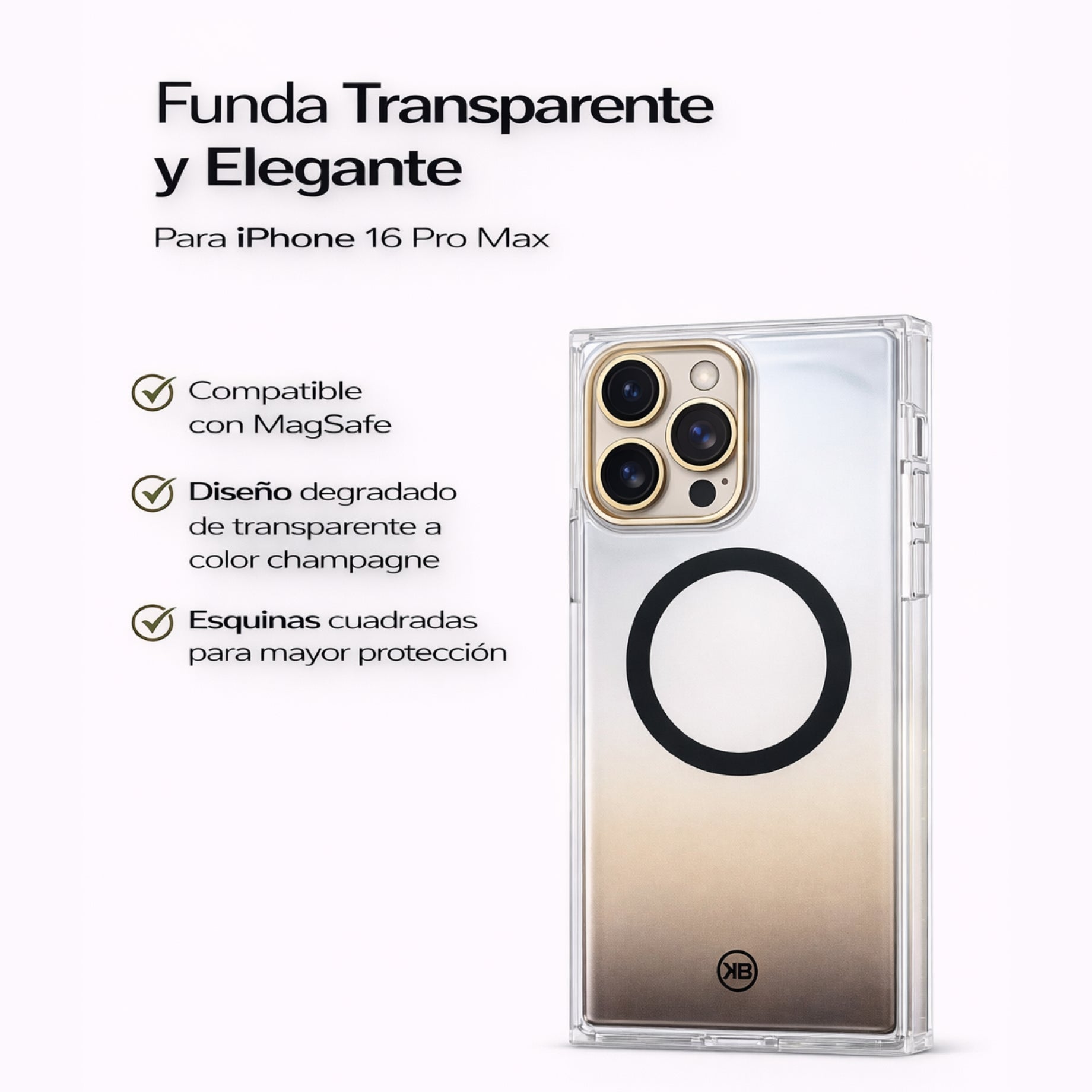 Protector iPhone 16 Pro Max Degradado Negro Magsafe