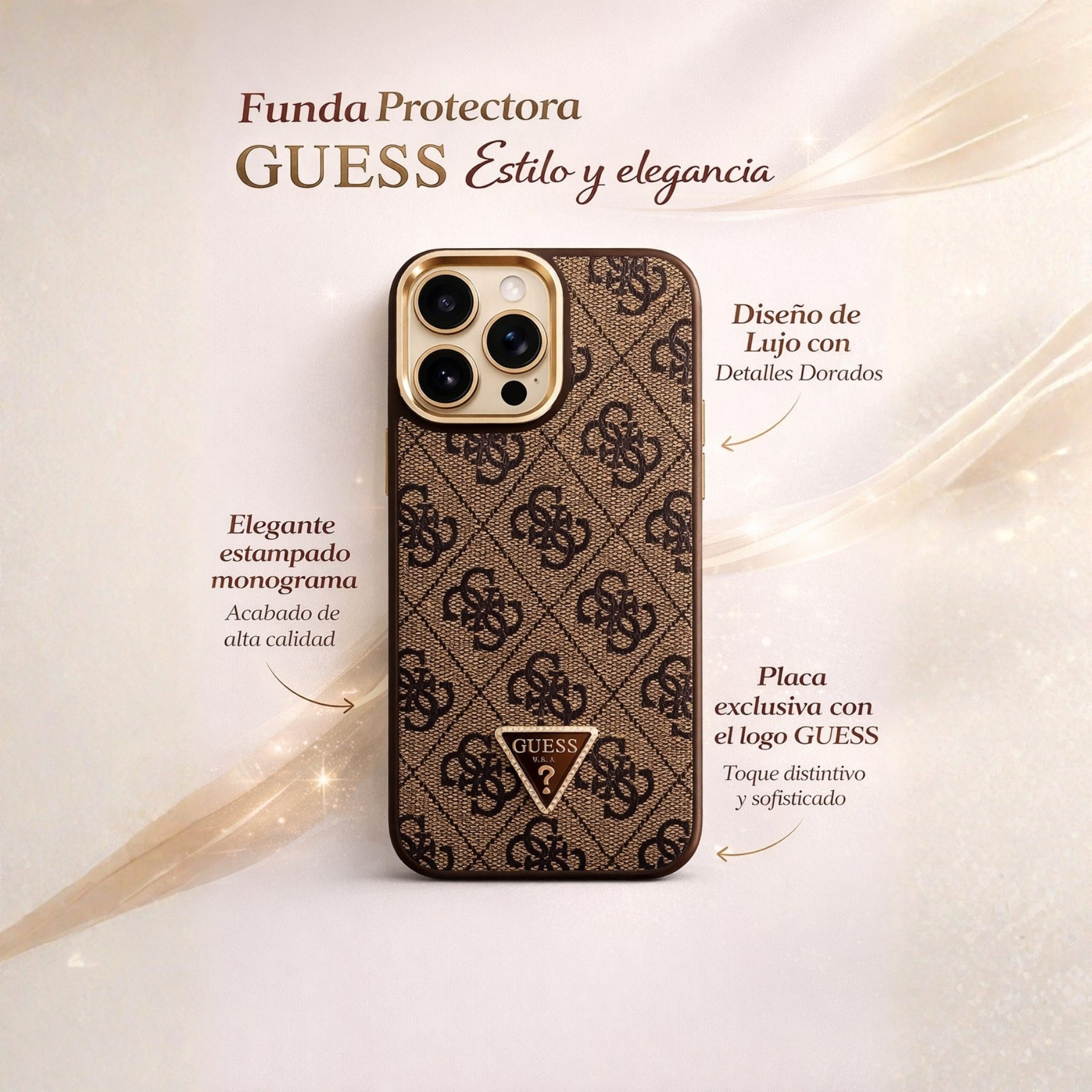 Protector iPhone 16 Pro max GUESS Triangle Cafe