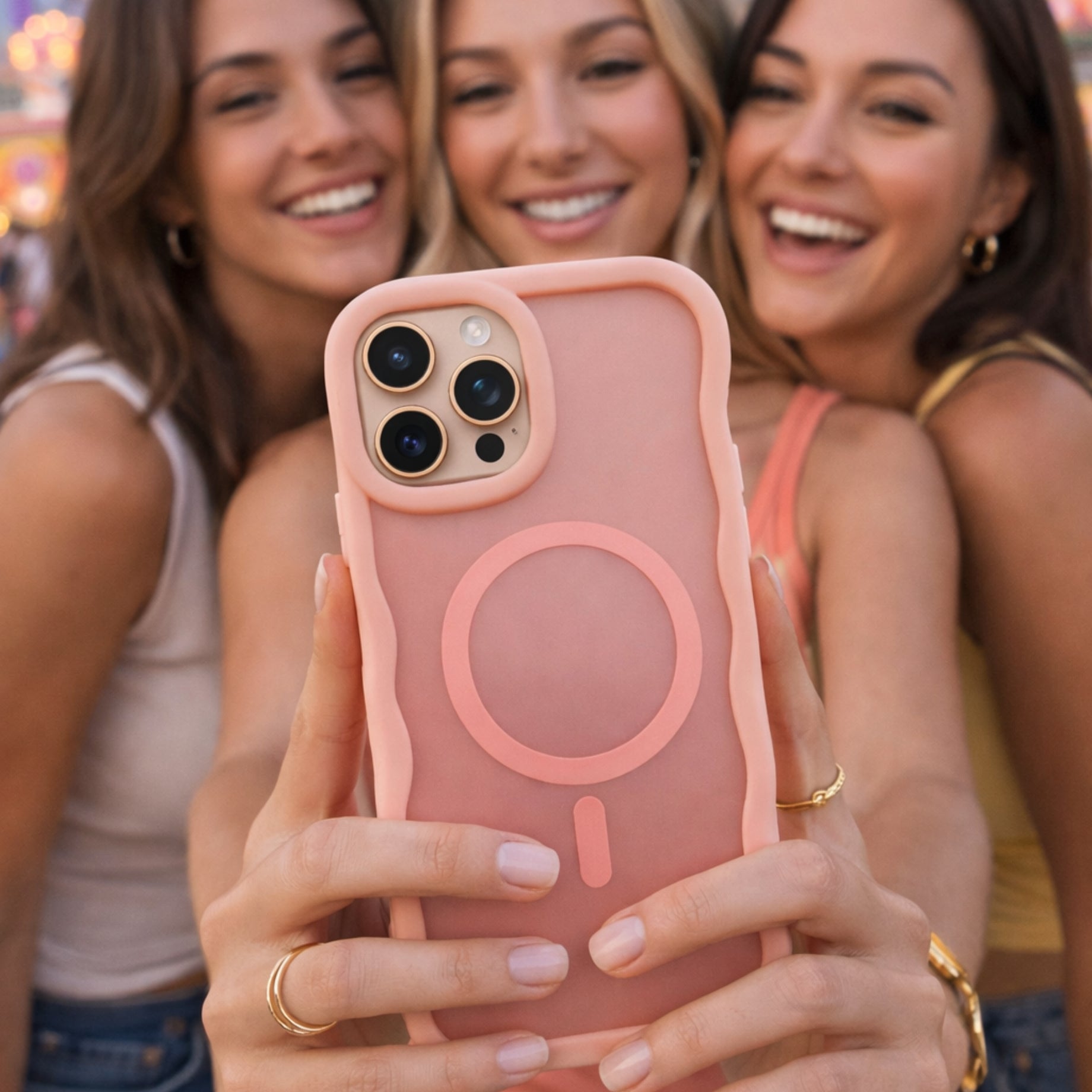Protector iPhone 16 Pro Max VIBRATIONS Magsafe Rosa