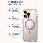 Protector iPhone 16 Pro 3 en 1 Brillos Morado