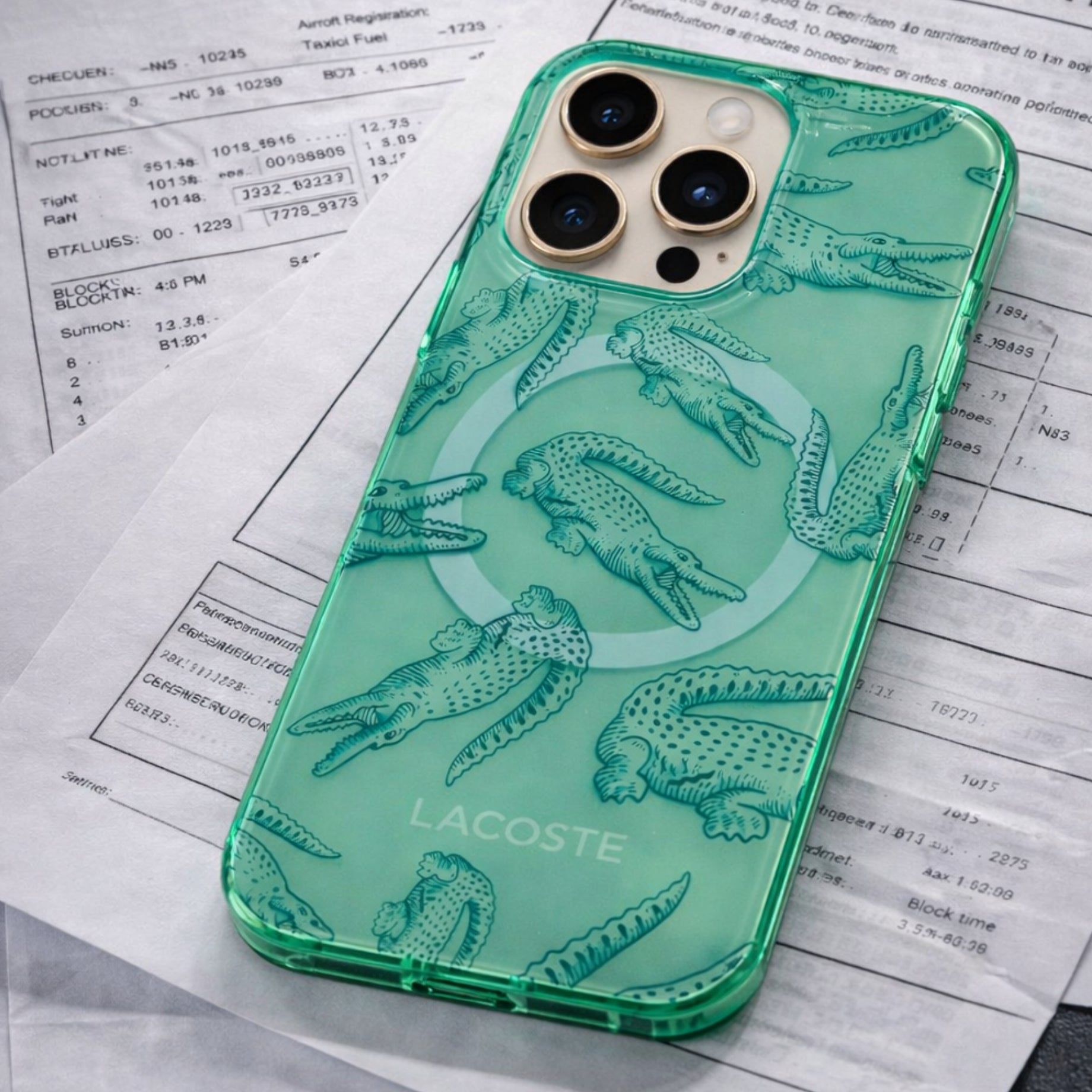 Protector iPhone 16 Pro LACOSTE Alligator Verde