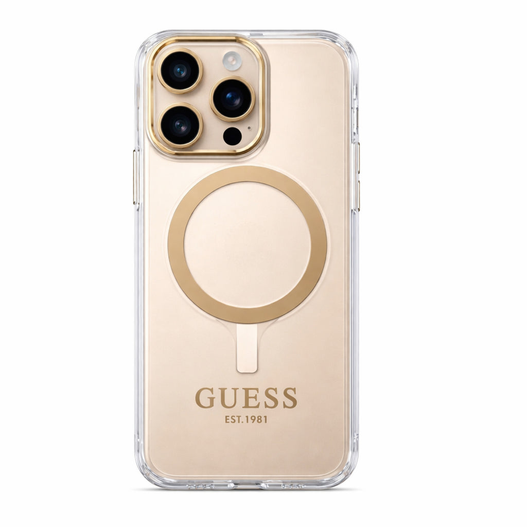 Protector iPhone 16 Pro GUESS Outline Gold